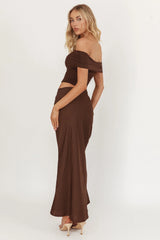 Lorely Off-Shoulder Midi Dress Chocolate
