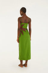 Green 3D Palm Tree Cut-Out Midi Dress