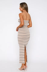 New Vibrations Strapless Maxi Dress Brown