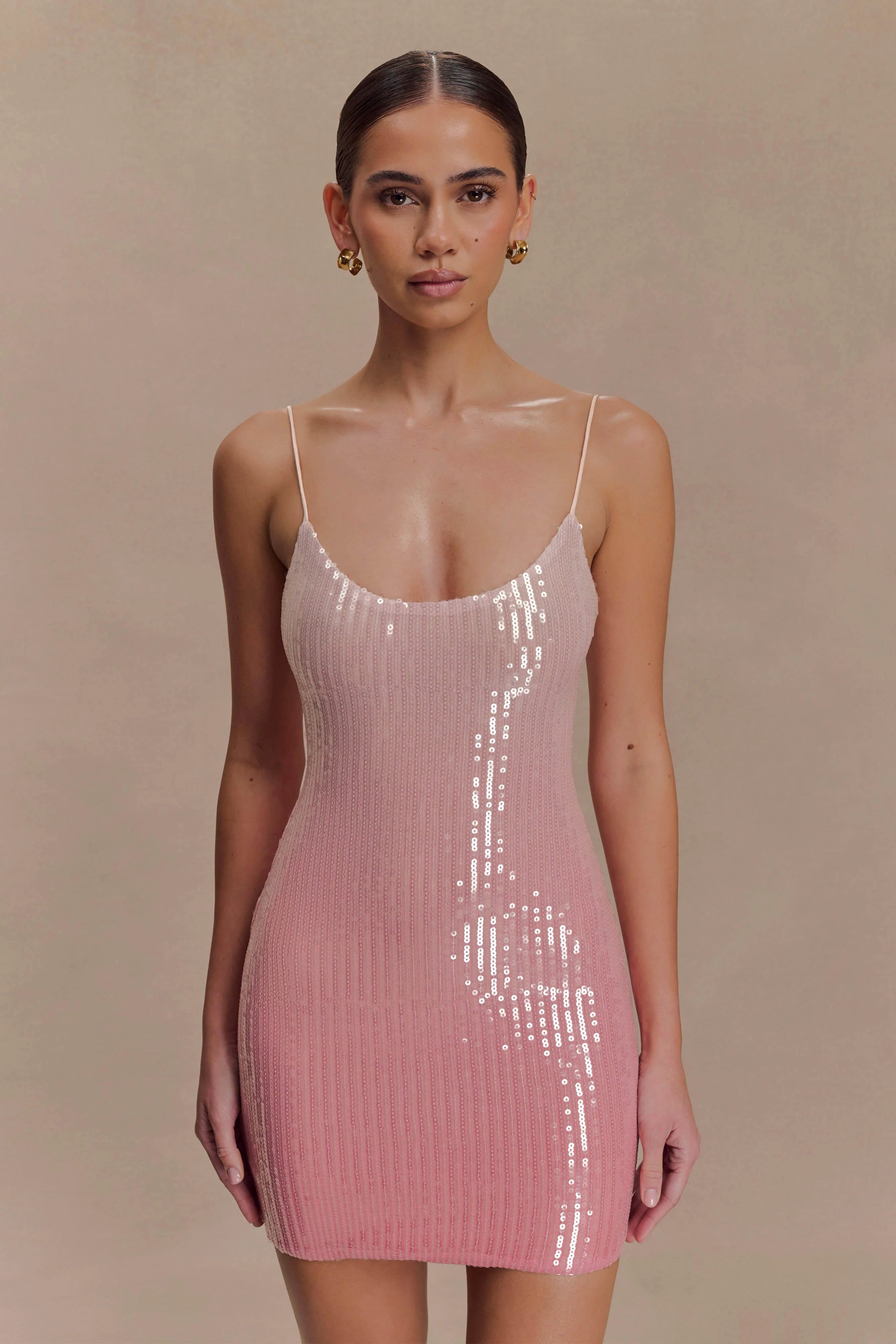 Mora Sequin Mini Dress - Ombre Pink