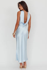 Damsel Reverse Halter Maxi Dress Baby Blue