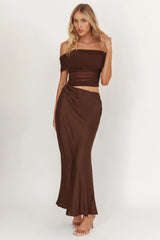 Lorely Off-Shoulder Midi Dress Chocolate