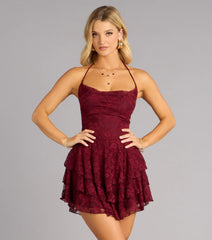 Flirt First Lace Tiered Skater Dress