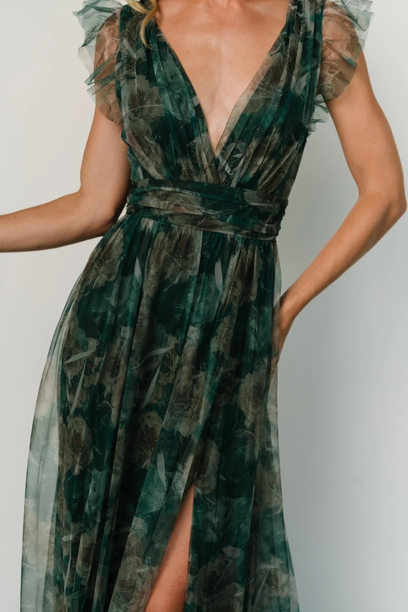 Carmine Maxi Dress | Green Floral