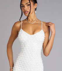 Alexa Rhinestone And Pearl Lace-Up Mini Dress