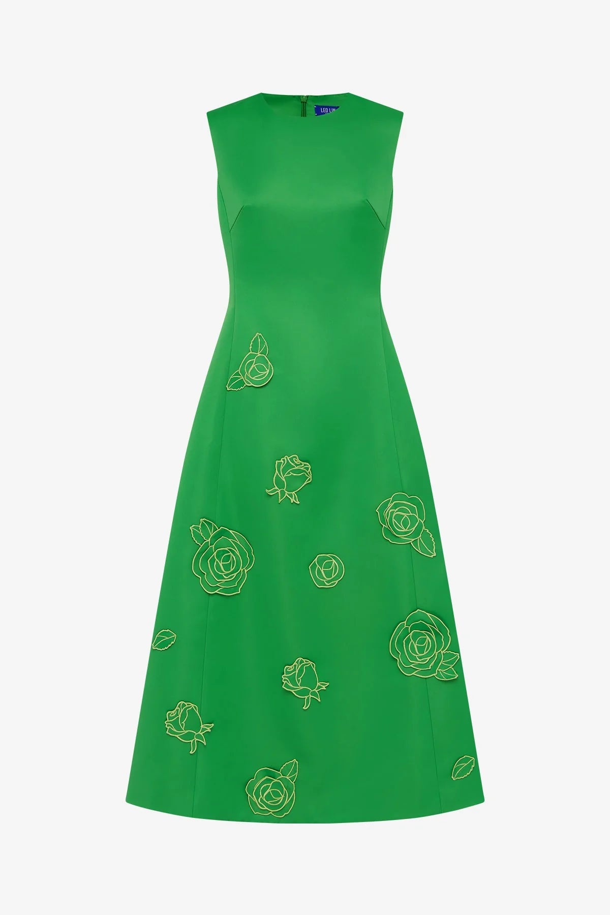Cleo Appliqué Sleeveless Midi Dress - Verdant