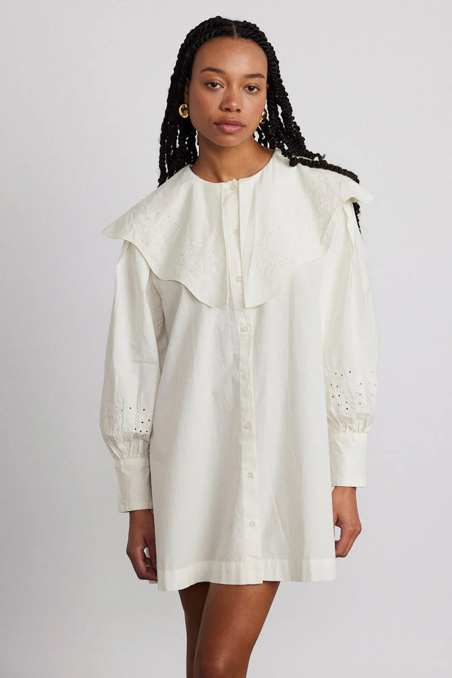 mimi mini dress - off white broderie