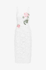 Larissa Embroidered Lace Midi Dress - Snow