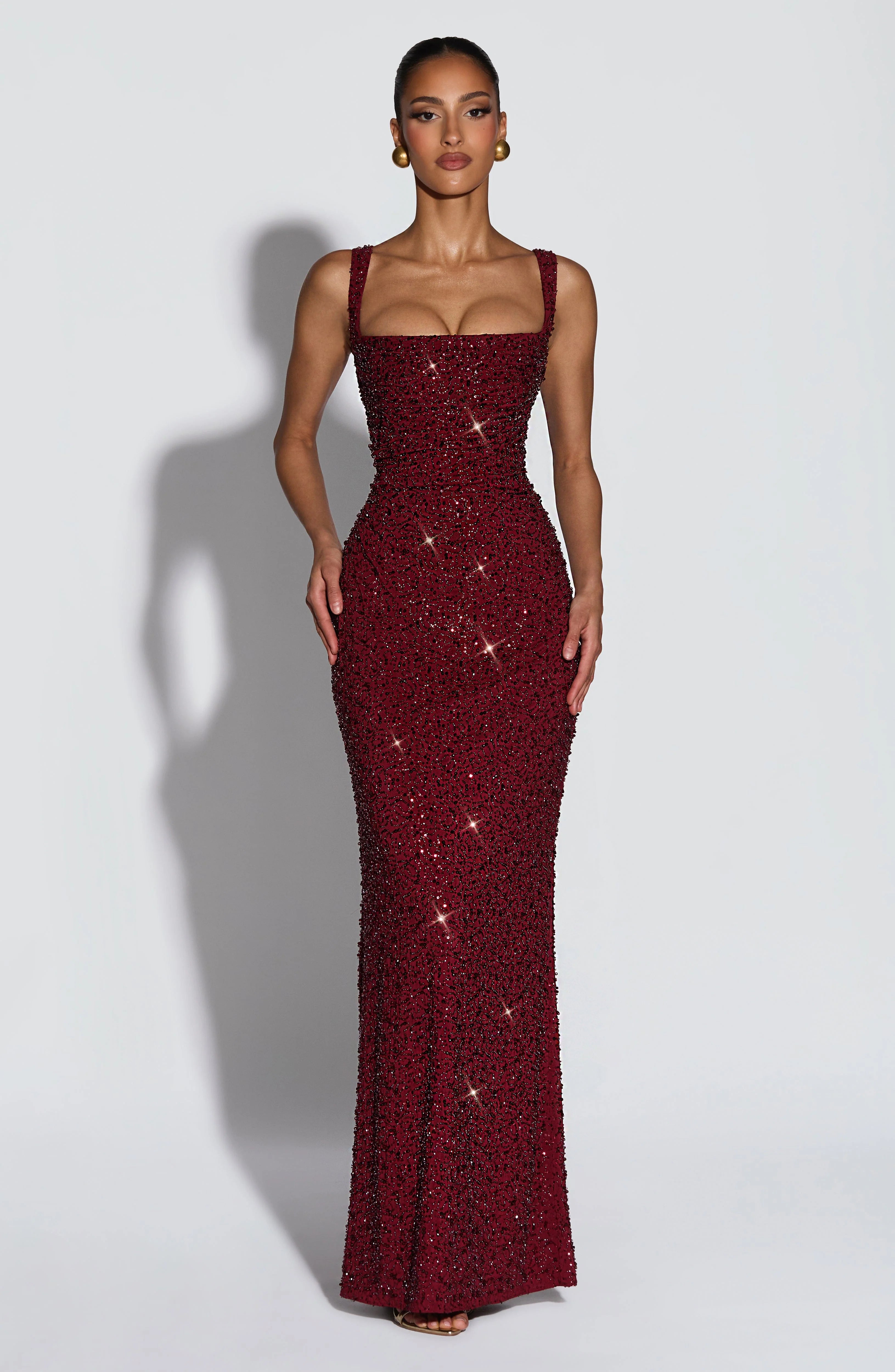 Calanthe Maxi Dress - Burgundy Sparkle