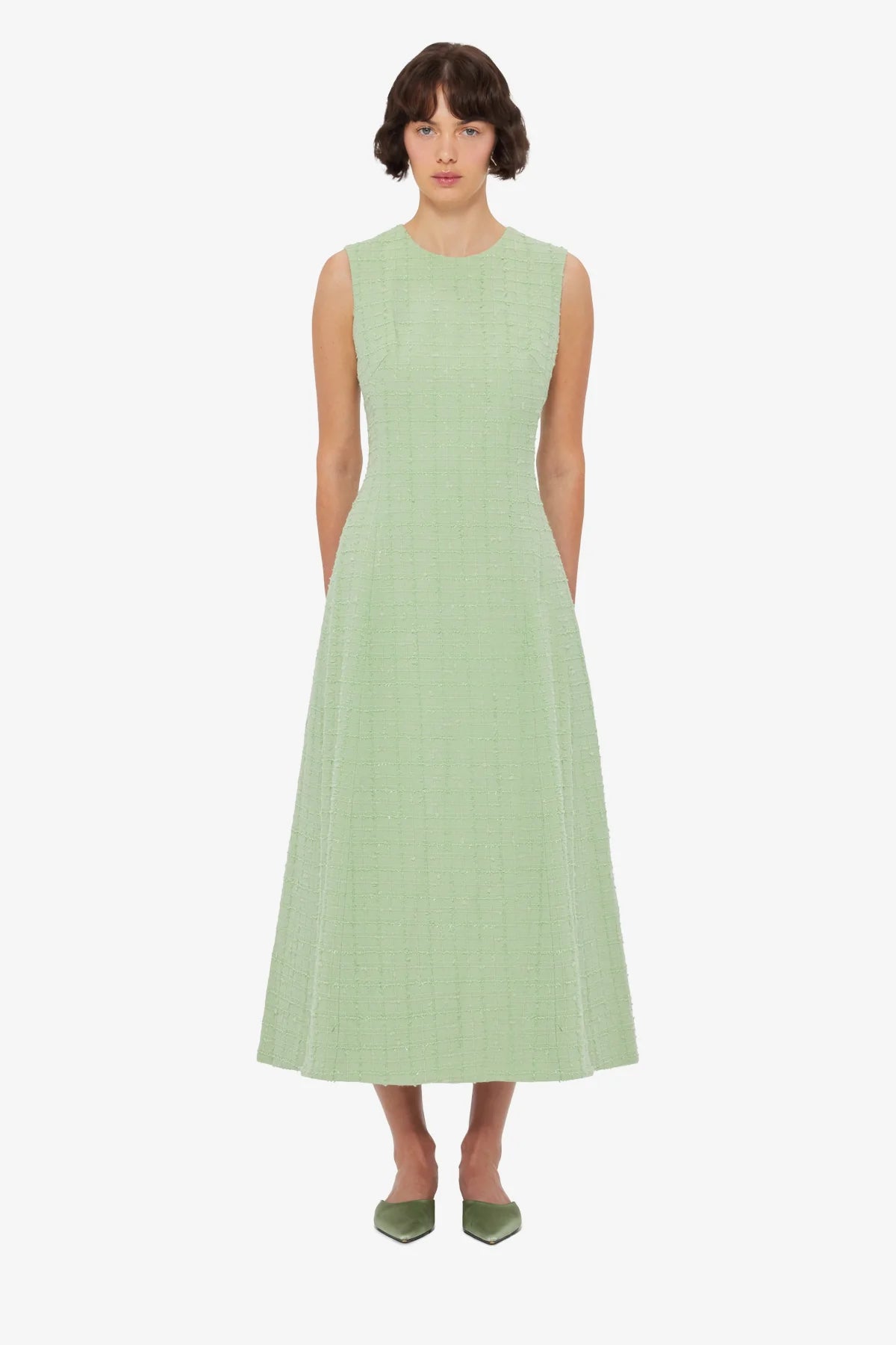 Cleo Tweed Midi Dress - Caledon Green