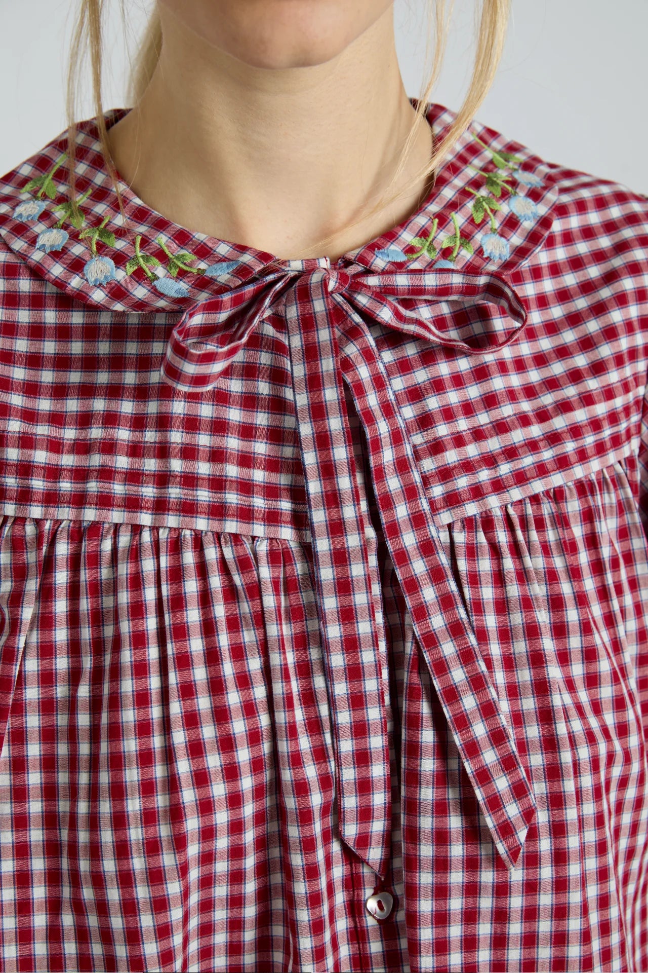 mila blouse - cherry gingham