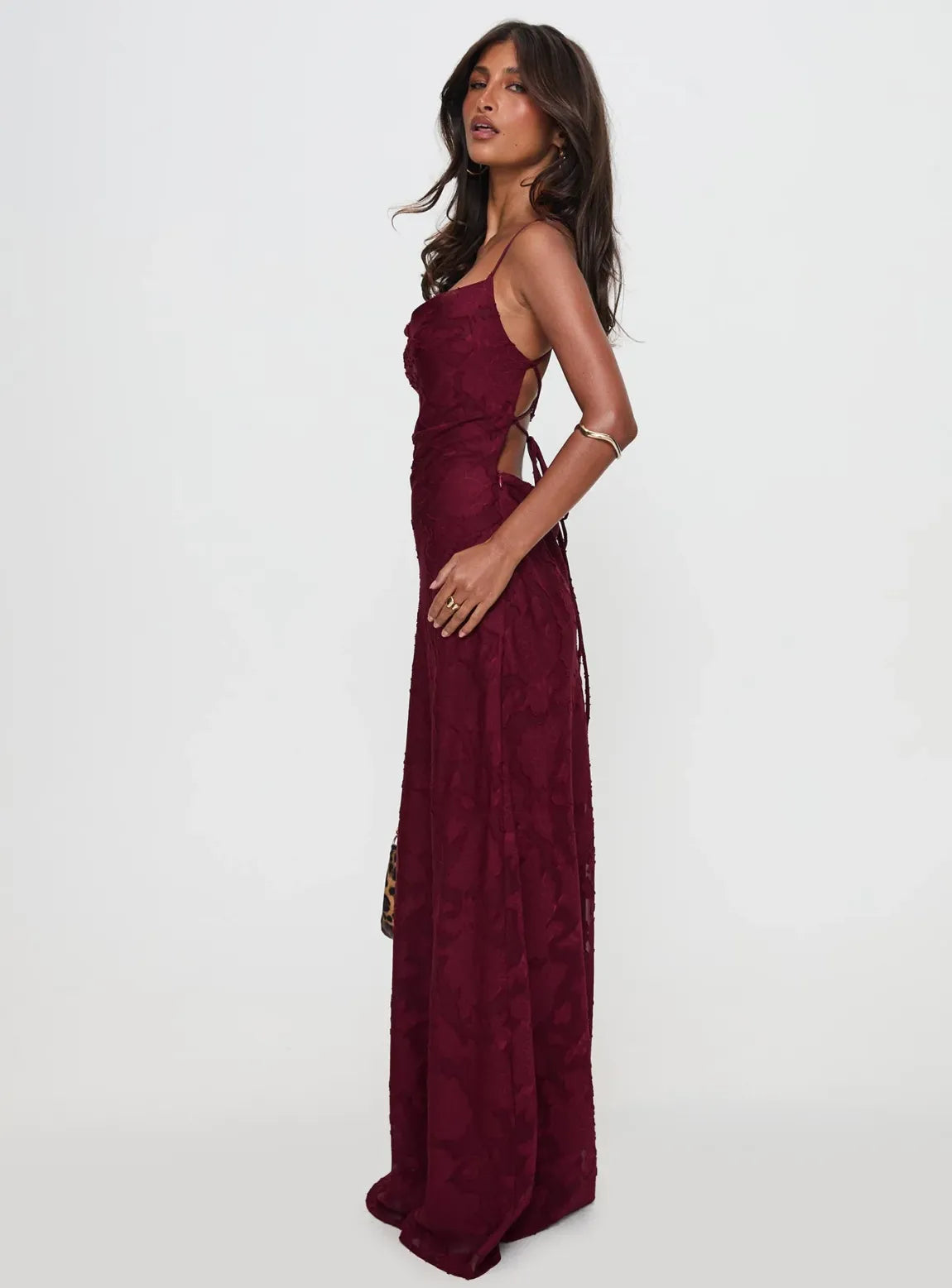 Celena Maxi Dress Burgundy Burnout
