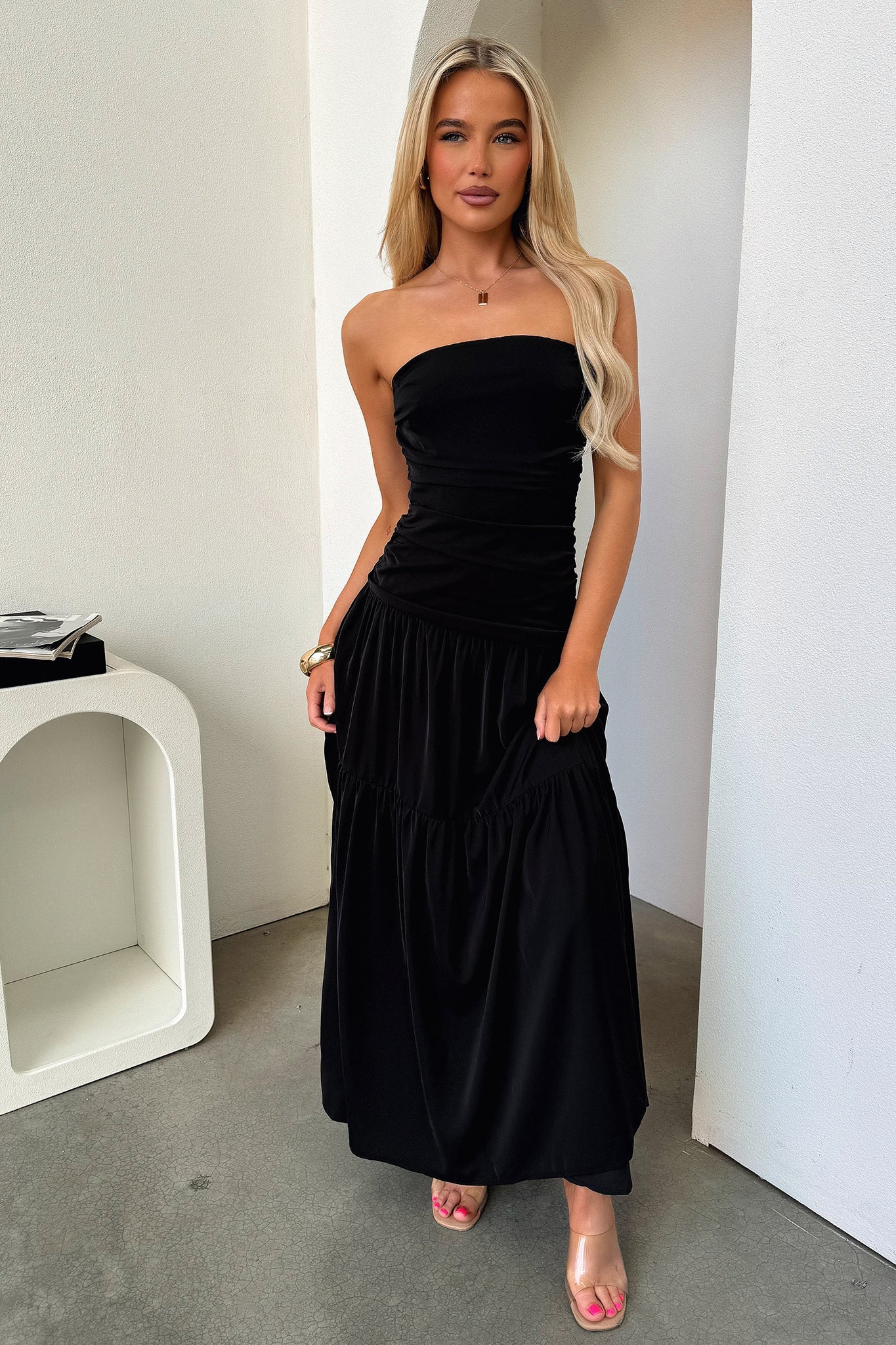 Charlotte Strapless Maxi Dress - Black