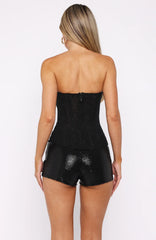 Old News Sequin Shorts Black