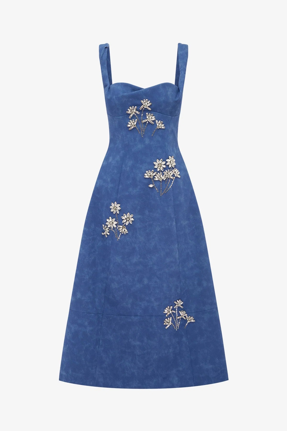 Beatrice Embellished Vegan Suede Midi Dress - Azure