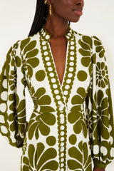 Green Palermo Buttoned Puff Sleeve Maxi Dress