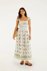 Off-White Tropical Porcelain  Maxi Dress