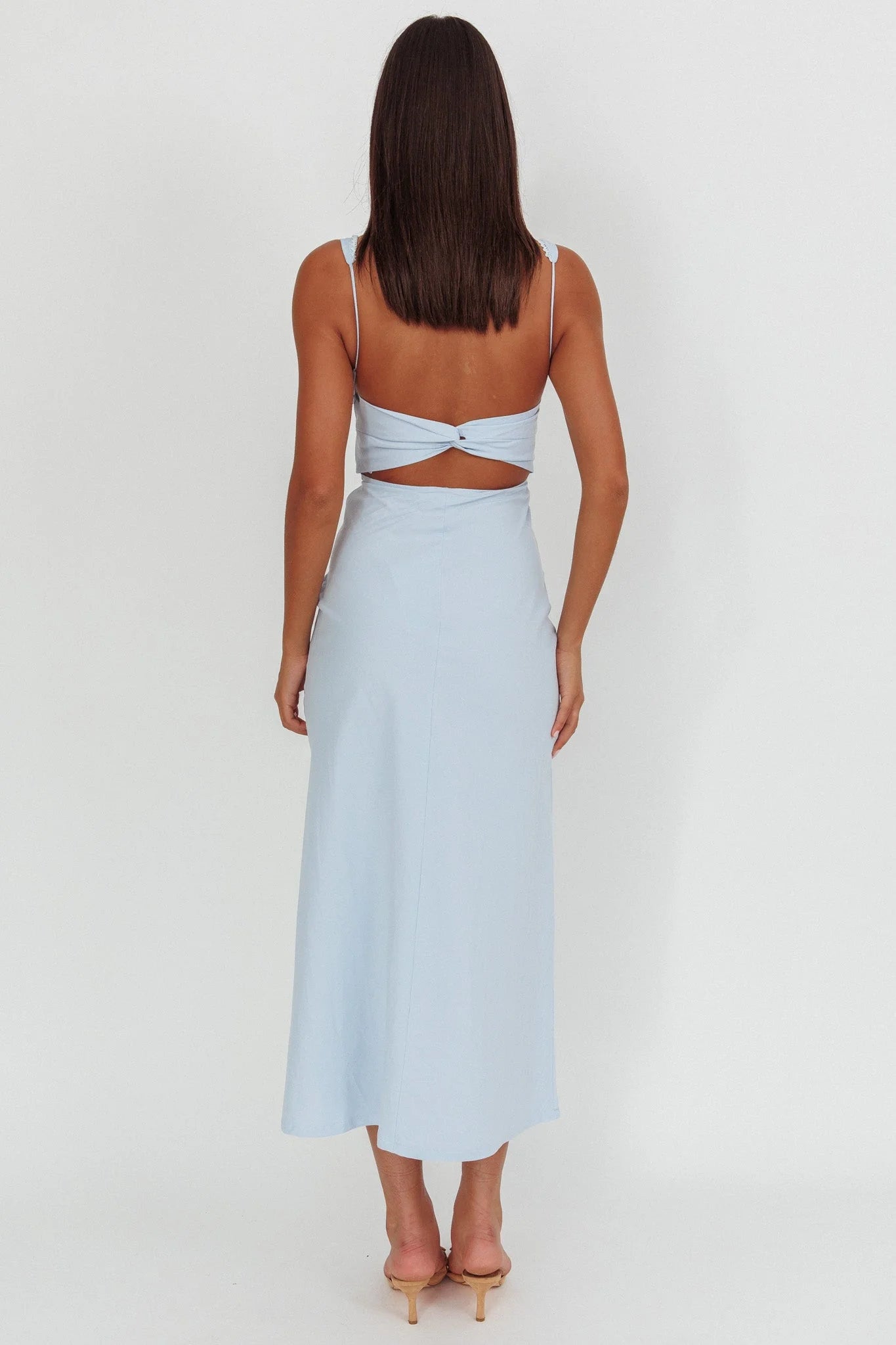 Moonlit Reverie Twist Back Maxi Dress Blue