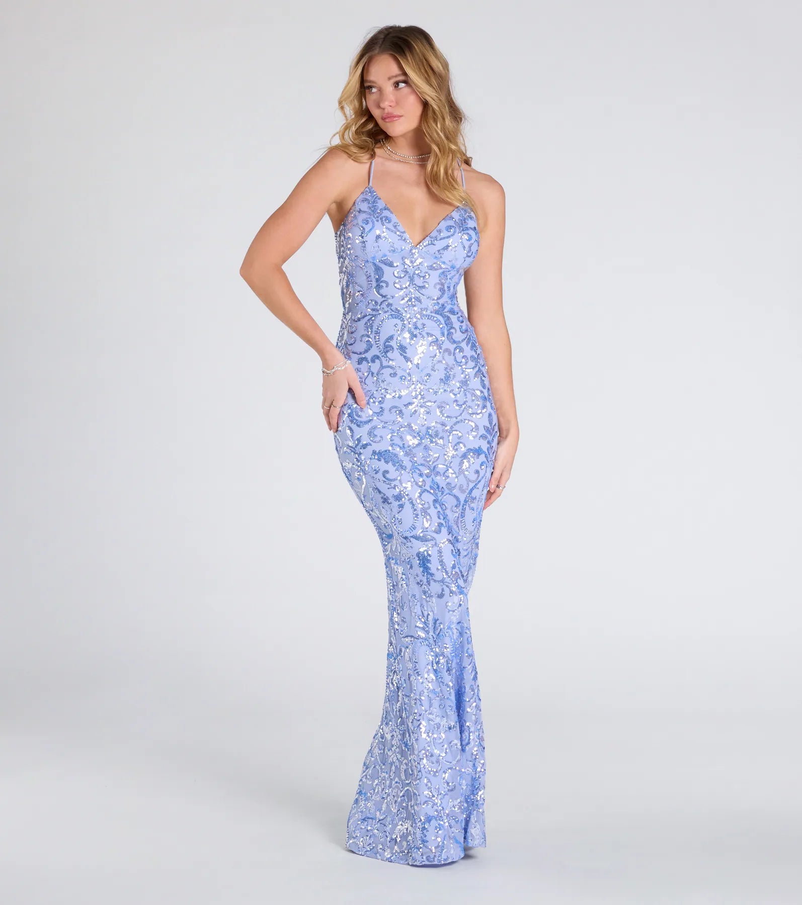 Bethanie Formal Sequin V-Neck Mermaid Dress