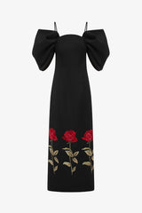 Arabella Embroidered Maxi Dress - Ebony