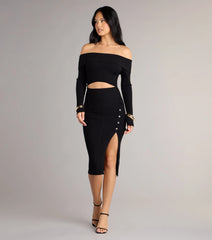Fireside Flirt Off-The-Shoulder Midi Dress