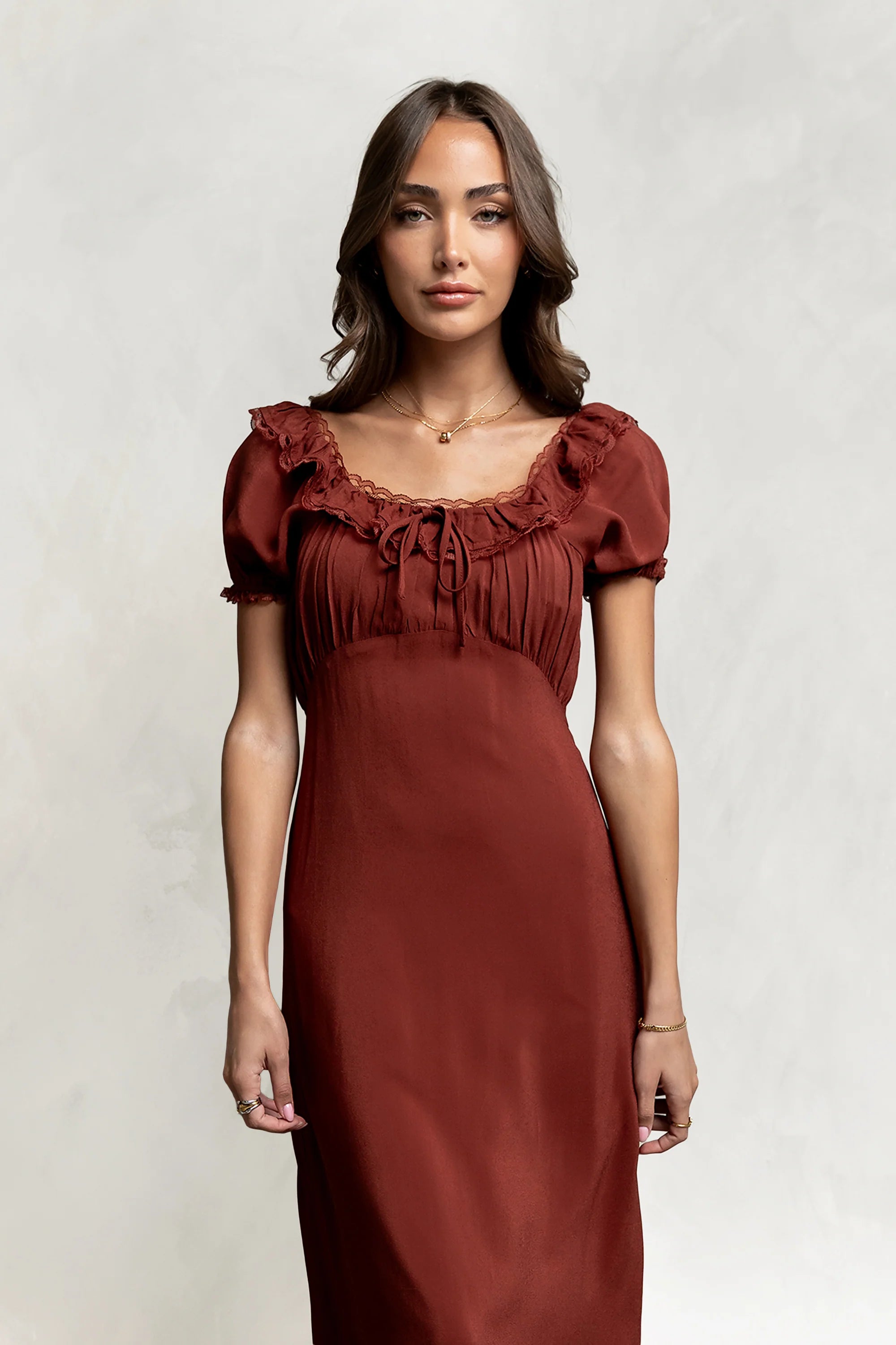 Annelise Maxi Dress in Red-Brown